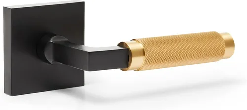 Miniatura 5 de Explore Hardware Ginebra - Manija de puerta de latón macizo – Negro mate y mango decorativo sin giro dorado satinado
