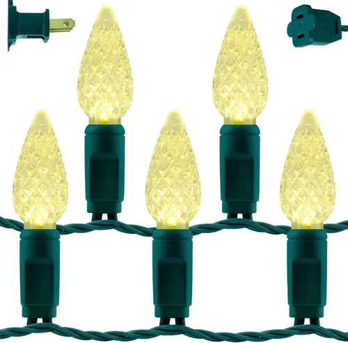Miniatura 11 de YULETIME Tira de luces LED multicolor C9 fresa para Navidad, 68 pies 100 unidades con espaciado de 8" impermeable, luz de cadena festiva