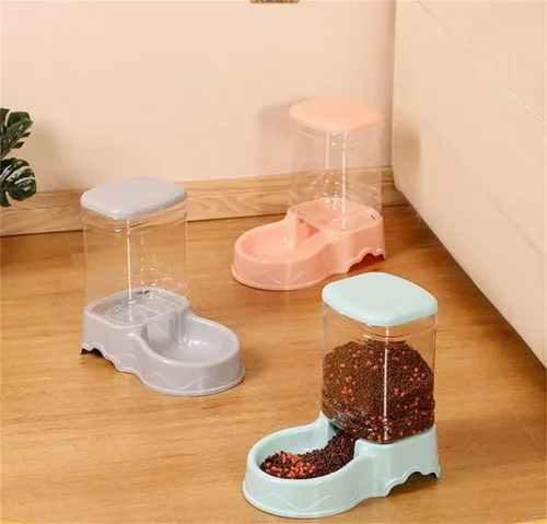 Miniatura 6 de Tazón de alimentación para mascotas y dispensador de agua con contenedor de almacenamiento recargable, autodispensable, comedero para gatos de gran