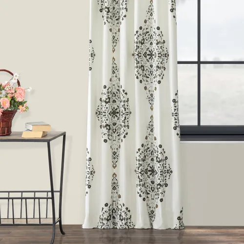 Miniatura 6 de HPD Half Price Drapes Cortinas florales de algodón de lujo con estampado de 84 pulgadas de largo (1 panel), modernas cortinas de oscurecimiento