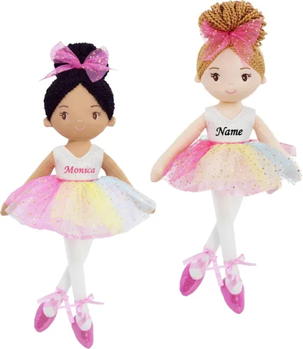 Miniatura 2 de June Garden Muñeca bailarina personalizada de 16 pulgadas, Monica, muñeca de ballet de felpa impresa con nombre personalizado para niñas, regalo