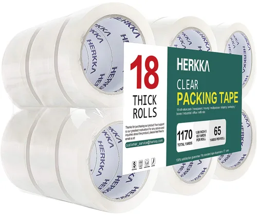 Miniatura 8 de HERKKA Cinta de Embalaje Transparente, 12 Rollos de Cinta de Embalaje Resistente para Envío, Embalaje, Mudanza y Sellado, Cinta de Embalaje