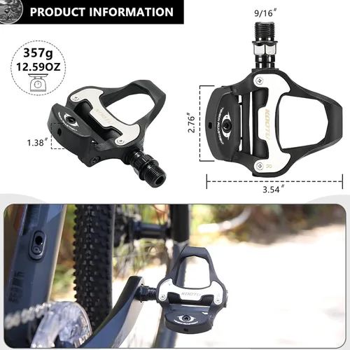 Miniatura 2 de SAVADECK Pedales de bicicleta de carretera, pedales de aleación de aluminio con tacos para sistema Shimano/Mirada, pedales autobloqueantes sin clip