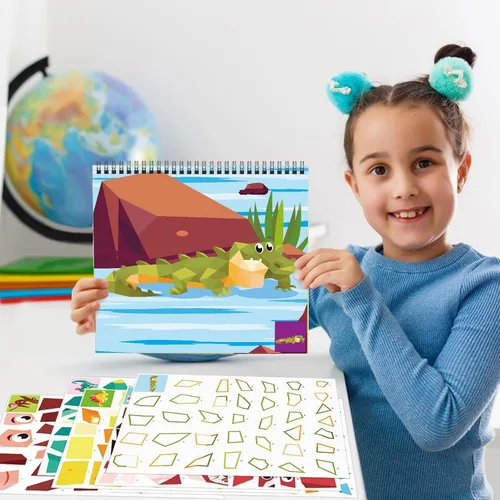 Miniatura 2 de Omgouue 2 piezas de manualidades de dinosaurios y animales, actividades de avión para niños de 4 a 8 años, libros de pintura con calcomanías