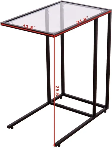 Miniatura 8 de Mesa auxiliar rectangular inclinable con parte superior de cristal, mesa auxiliar de sofá, mesa auxiliar de café para soporte de laptop, sala