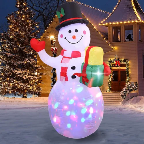 Miniatura 9 de Papá Noel inflable de 4 pies de Navidad lindo con luces LED incorporadas, decoración inflable de Navidad para interiores y exteriores, gran