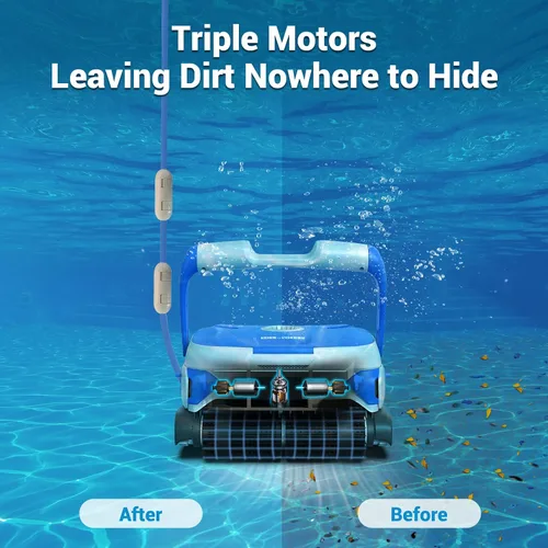Miniatura 2 de Rock&Rocker Potente limpiador automático de piscina mejorado, aspiradora robótica de piscina con escalada en la pared, dos cestas de filtro más