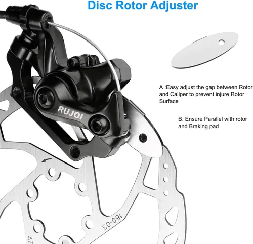Miniatura 3 de Kit de Freno de Disco para Bicicleta, Caliper de Aluminio Delantero y Trasero, Palanca de Freno de Bicicleta de Aleación de Aluminio Completa, Rotor
