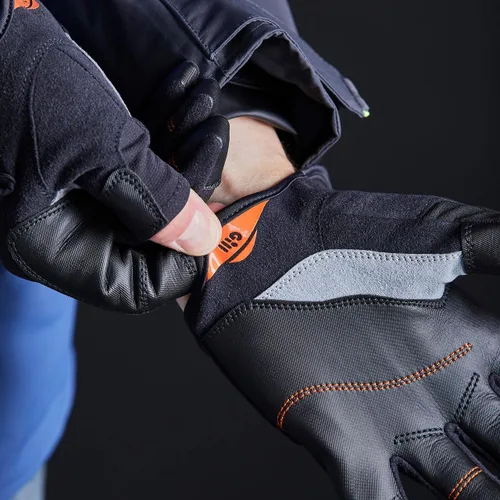Miniatura 3 de Gill Guantes de vela de campeonato, dedo corto con dedos de 3/4 de longitud, tela Dura-Grip 50+ protección solar UV y repelente al agua Negro