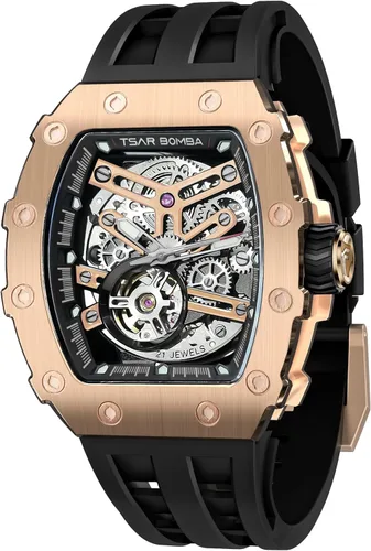 Miniatura 26 de TSAR BOMBA Relojes automáticos para hombre, 164.0 ft, impermeable, reloj mecánico japonés, reloj mecánico para hombre, movimiento Tonneau, caja