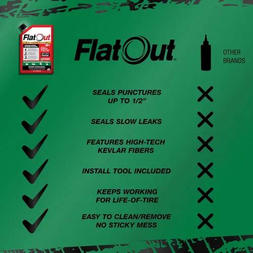 Miniatura 7 de FlatOut Sellador de neumáticos todoterreno, fórmula de equipo de energía para exteriores, evita neumáticos pinchados, fija un neumático plano, sella