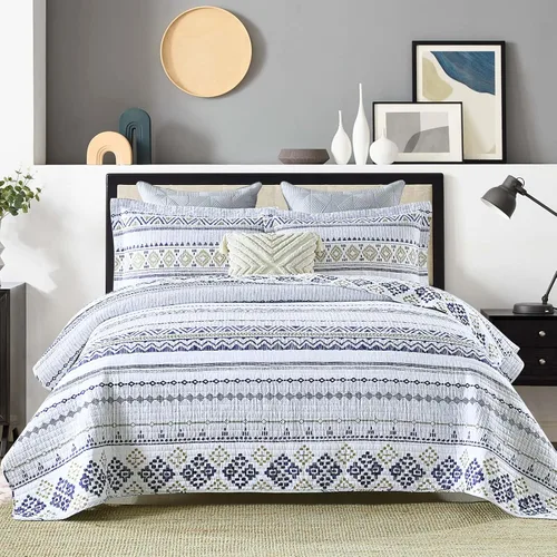 Miniatura 12 de Y-PLWOMEN Edredones tamaño Queen, 100% algodón, ligero, suave, tamaño Queen, colcha acolchada, color gris crema, juego de ropa de cama reversible