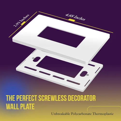 Miniatura 2 de ENERLITES Placa de pared decorativa sin tornillos, cubierta de salida segura para niños, tamaño 1-Gang, 4.68 pulgadas de alto x 2.93 pulgadas