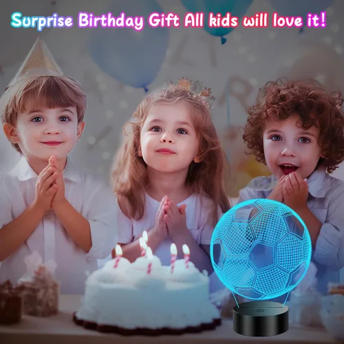 Miniatura 5 de Regalos de fútbol para niños de 8 a 12 años, lámpara de fútbol con ilusión 3D, regalos para niños, adolescentes, niños y niñas, 5, 6, 7, 8, 9, 10