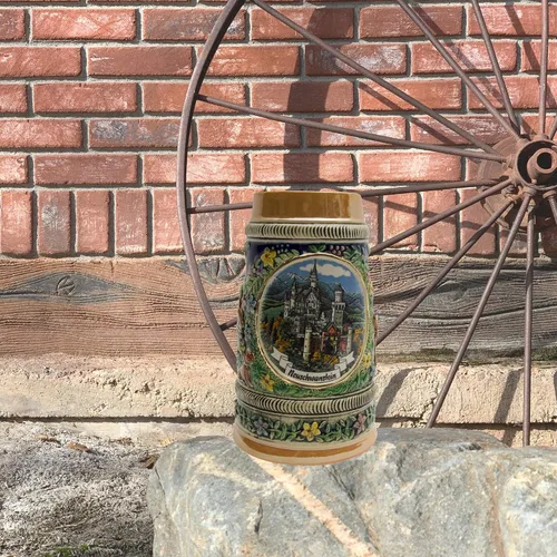 Miniatura 5 de OktoberfestHaus Bier Krug - Tazas de cerveza para hombre, jarra de cerámica con el castillo de Ludwig de Alemania, regalo para amantes