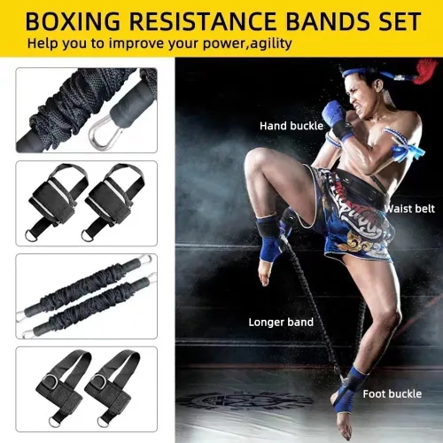 Miniatura 5 de Bandas de resistencia de boxeo, bandas de ejercicio de fuerza y agilidad para piernas para MMA, combate de karate, equipo de entrenamiento
