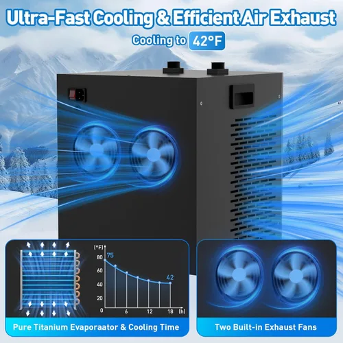 Miniatura 4 de Enfriador de baño de hielo para bañeras frías, enfriador de inmersión en frío mejorado de 1/3 HP con filtro externo y bomba, refrigeración de bajo