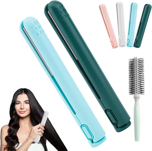 Miniatura 9 de Mini rizador de doble propósito, mini alisador de pelo y rizador 2 en 1, fuente de alimentación USB, rizador de viaje, alisador de pelo portátil