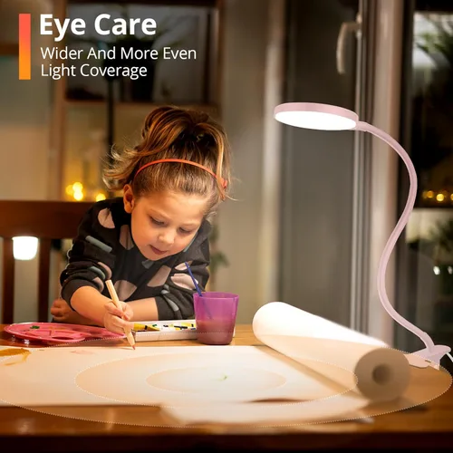 Miniatura 3 de iFalarila Luz de lectura con control remoto, lámpara de escritorio LED con clip [temporizador de 1 hora y luz nocturna] RA>95 regulable cuello