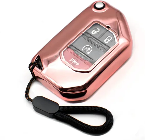 Miniatura 8 de MECHCOS Compatible con Jeep Wrangler JL JLU Rubicon Wagoneer Gladiator JT Sahara JLU Funda protectora de llavero plegable de TPU rojo para llaves