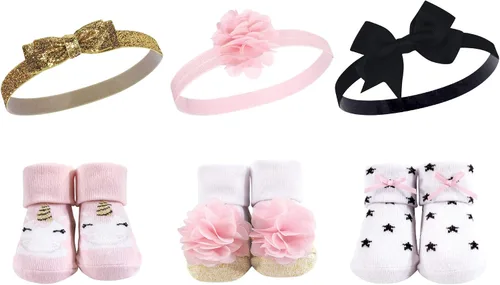 Miniatura 52 de Hudson Baby Conjunto de regalo de diadema y calcetines para niña Flor azul marino rosa