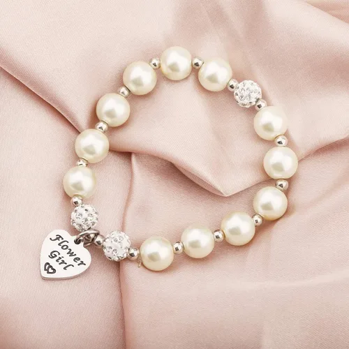Miniatura 4 de TGBJE Pulsera de perlas para niña de flores, regalo de fiesta de boda, regalo para niña de flores, regalo para dama de honor, pulsera de perlas