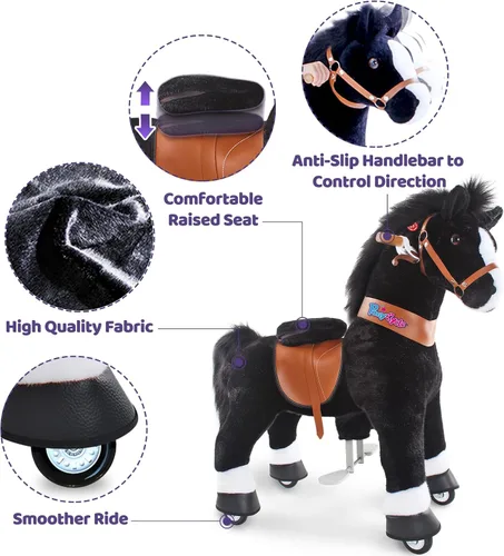 Miniatura 4 de PonyCycle Caballo de paseo para niños pequeños de 3 a 4 años con freno, sin batería (30 pulgadas de altura/tamaño 3 modelo clásico U) poni mecánico