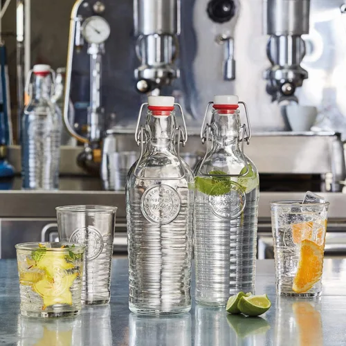 Miniatura 6 de Bormioli Rocco Officina 1825 - Botella abatible con asas (juego de 2) – 37.25 onzas con tapa abatible, botellas herméticas de almacenamiento