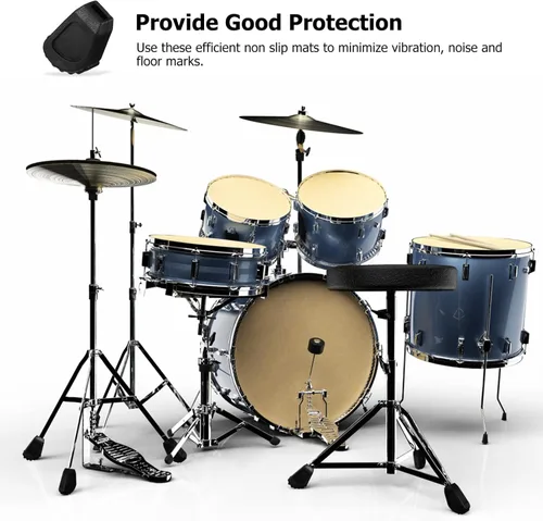 Miniatura 6 de Juego de 6 almohadillas de tambor, protectores de estante de instrumentos, protectores de tambor, protectores de pies de goma, kit de tambor