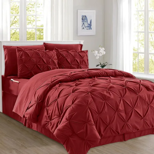Miniatura 11 de Elegant Comfort Juego de edredón con pliegues pinzados de 8 piezas - Cama completa en una bolsa para todas las estaciones, incluye juego de sábanas