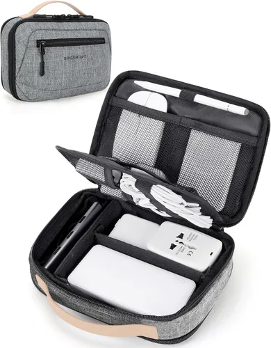 BAGSMART Estuche organizador de artículos electrónicos, organizador de cables, bolsa de cable de viaje para accesorios tecnológicos (gris)