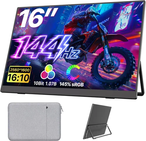 Upperizon Monitor portátil de 16 pulgadas 2K QHD 2560X1600 145% sRGB 120Hz IPS HDR HDMI USB-C Monitor de viaje para laptop, MacBook, PC, Surface PS5