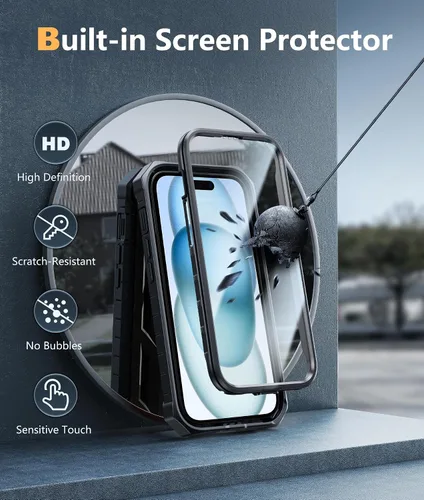 Miniatura 4 de FNTCASE Funda para iPhone 15: funda para iPhone 13, 14 y 16e, de grado militar, protección rígida a prueba de golpes, funda protectora rígida