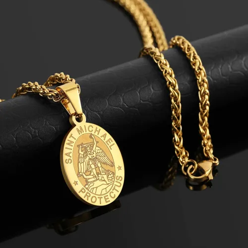 Miniatura 11 de P. BLAKE Collar ovalado de San Cristóbal, Miguel, José, Jude/Virgen María/José/Francisco/Patrick/Anthony/Benedict/Thomas para hombres y mujeres