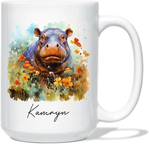 Miniatura 13 de Taza de café de oso – Regalo personalizado para amantes, taza de té de animales salvajes con flores, regalo de cerámica personalizado para amantes