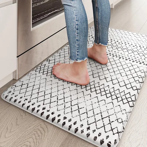 Miniatura 47 de KIMODE - Juego de 2 tapetes de cocina bohemios, antifatiga, antideslizantes, impermeables, ergonómicos, acolchados, cómodos, para lavandería, Caqui