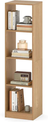 LOKO Estantería vertical de 4 cubos, estantería independiente estrecha de 56 pulgadas de alto con accesorios anti-caída, organizador de