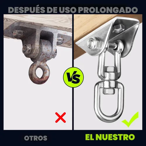 Miniatura 2 de Perchas de columpio resistentes para juegos de madera, capacidad de 2000 libras, colgador de hamaca giratorio de acero inoxidable 360, accesorios
