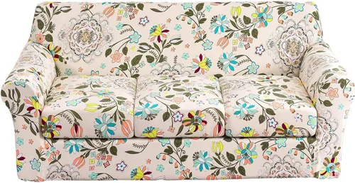 Miniatura 65 de Fundas elásticas para sofá de 1/2/3 cojines, funda estampada con fundas de cojín de asiento separadas, fundas de sofá lavables, protector de muebles