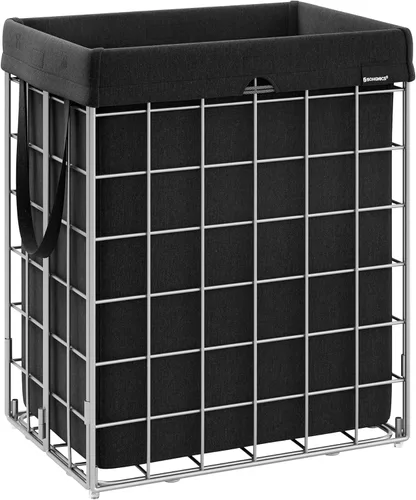SONGMICS Cesta para la ropa sucia, 23.8 galones (90 litros), cesta de ropa plegable, forro extraíble y lavable, marco de alambre de metal, para