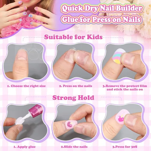 Miniatura 5 de 144 uñas postizas a presión con pegamento, kit de uñas postizas de almendra con calcomanías de gelatina y adhesivo constructor de uñas, lindas uñas