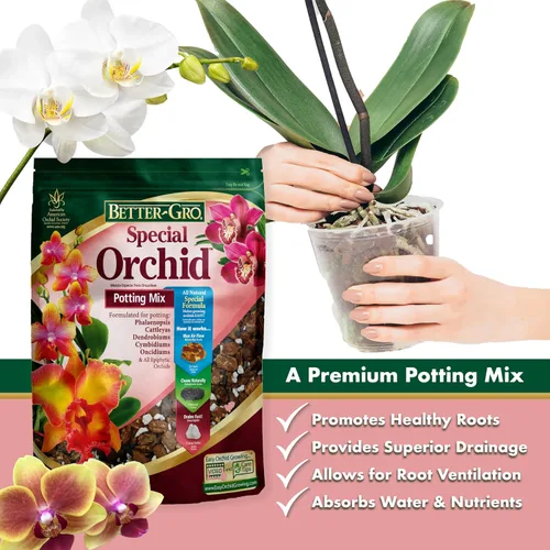 Miniatura 6 de Better-Gro Mezcla especial de orquídeas – Mezcla para macetas de corteza de orquídeas de primera calidad para macetas, trasplantes, drenaje