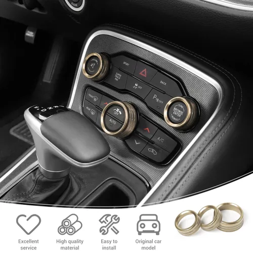 Miniatura 4 de Anillo de perilla de interruptor de volumen de CA compatible con Dodge Charger 2011+/Challenger 2015+/RAM 2012-2017/Durango 2016-2022/Chrysler 300C