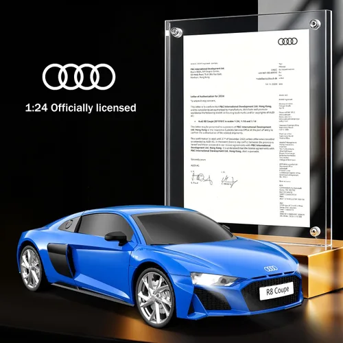 Miniatura 2 de AEROQUEST Audi - Auto de control remoto, a escala 1:24, eléctrico, deportivo, de carreras, pasatiempos, vehículo modelo Audi para niños y niñas, Azul