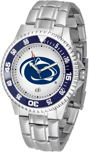 Miniatura 39 de SunTime Reloj de cuarzo de 1.575 in para hombre, correa de acero inoxidable de 0.787 in, esfera Gameday Tulane ola verde