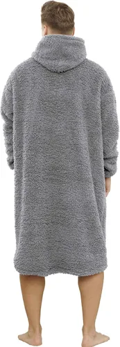 Miniatura 2 de Manta Sherpa con capucha de gran tamaño, sudadera con capucha y manga larga y bolsillo, color gris
