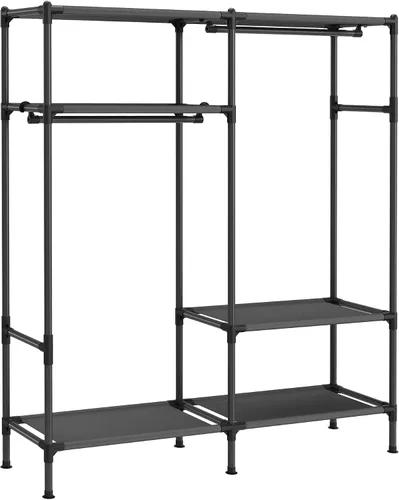 Miniatura 9 de SONGMICS Perchero de ropa resistente, armario portátil independiente de 65 pulgadas con rieles y estantes colgantes, carga total de 242 libras