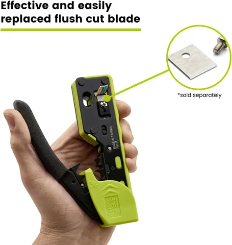 Miniatura 11 de trueCABLE - Herramienta de crimpado para paso a través de RJ45, crimpadora Ethernet todo en uno, cortador, pelacarga, funciona con conectores