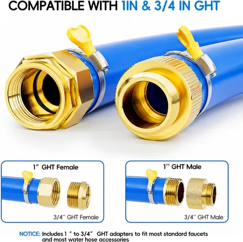 Miniatura 4 de SPECILITE Manguera de agua de jardín caliente/fría de 5 pies x 1 pulgada, -50 ℉ a 190 ℉, resistente, flexible, explosión de 605 psi, ligera, tubo
