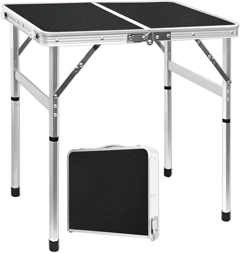 Mesa plegable pequeña de 2 pies, mesa de campamento ligera de altura ajustable, mesa portátil de fácil instalación, mesas de playa plegables